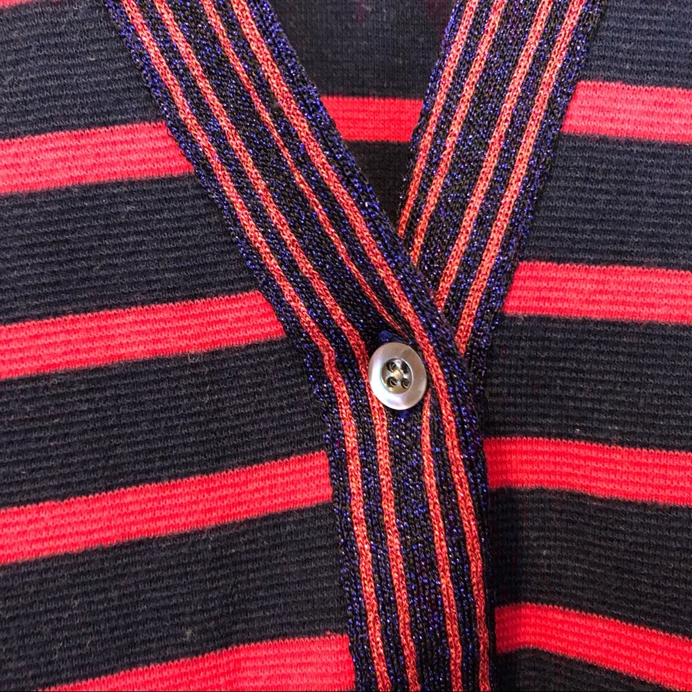 J. Crew Blue & Pink Metallic Striped Cardigan - Picture 6 of 13
